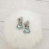Crystal Aqua Bunny Earrings