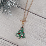 Sparkling Christmas Tree Toggle Necklace