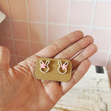 Pearl Flower Bunny Earrings