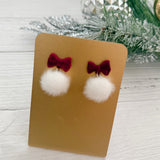 Holiday Snowball Earrings on Bow Posts