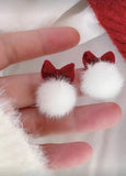 Holiday Snowball Earrings on Bow Posts
