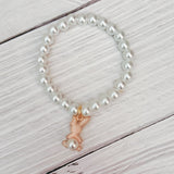 Pearl and Blush Bunny Charm Bracelet