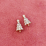 White Enamel Christmas Tree Stud Earrings