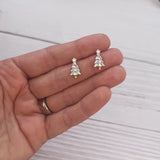 White Enamel Christmas Tree Stud Earrings