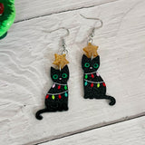 Black Christmas Cat Earrings