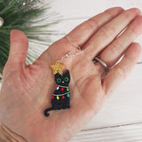 Black Christmas Cat Earrings