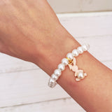 Pearl and Blush Bunny Charm Bracelet