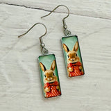 Rectangle Glass Bunny Earrings