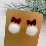 Holiday Snowball Earrings on Bow Posts