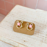 Pearl Flower Bunny Earrings